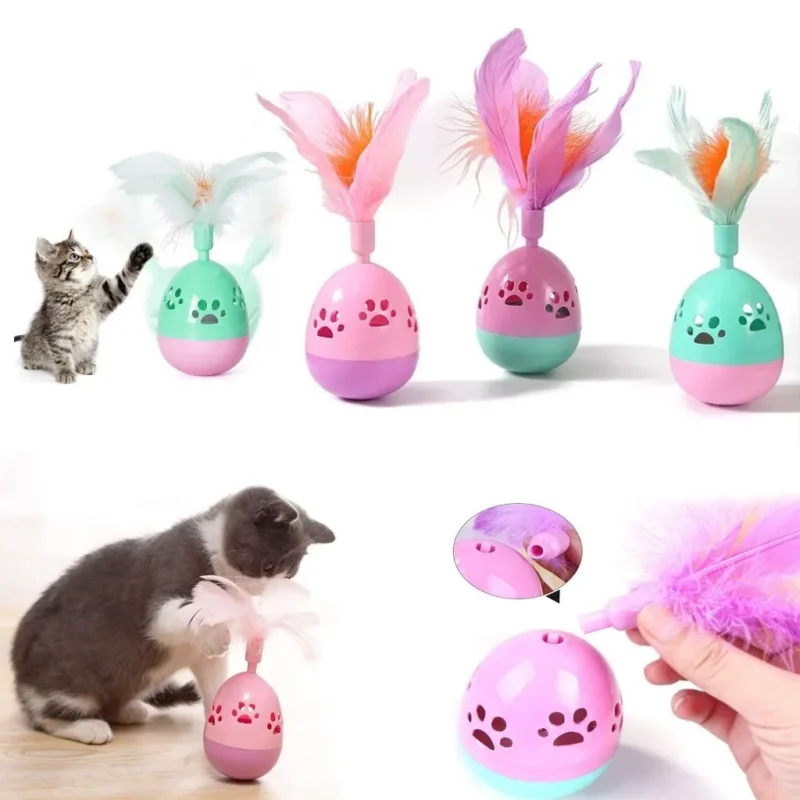 Brinquedo Bola Para Gatos João Bobo Com Pena